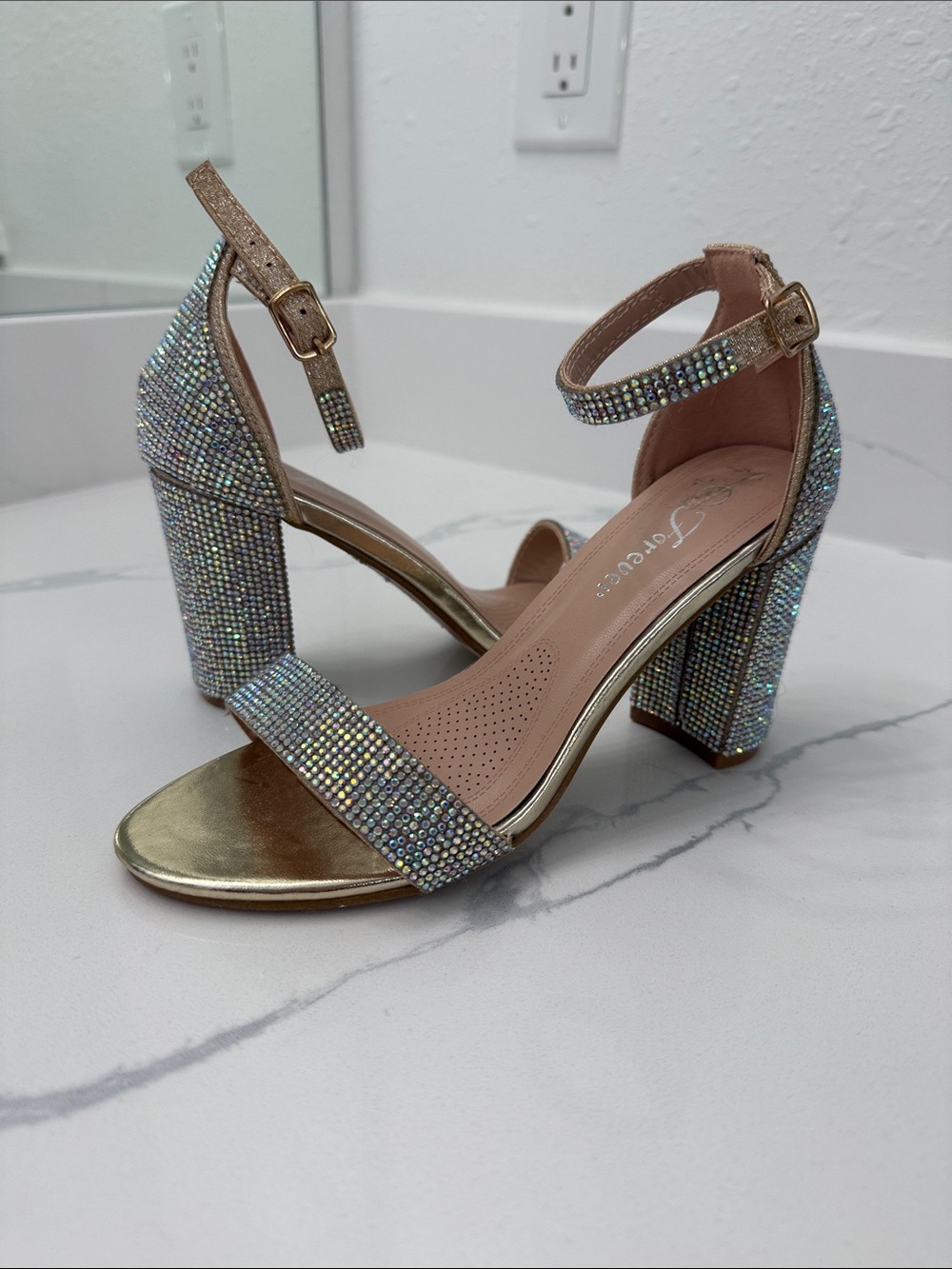 Super sparkly iridescent rhinestones heels that were NEVER WORN.